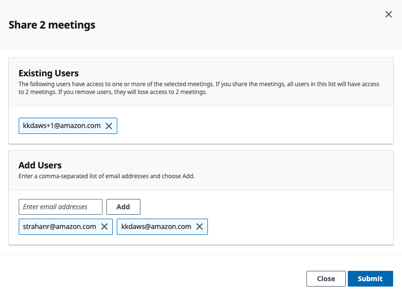 Meeting sharing dialog