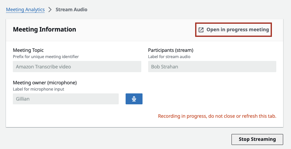 Open in-progress meeting link