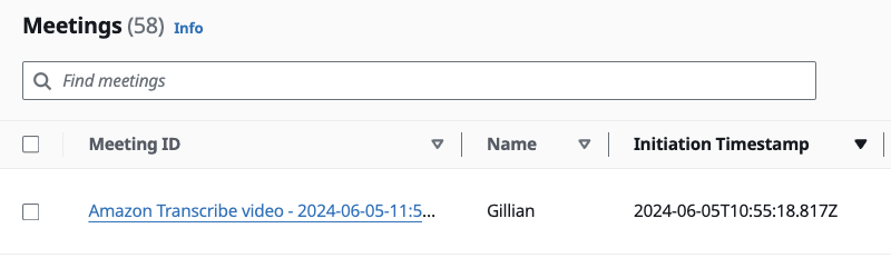 Meeting appearing in the meetings list