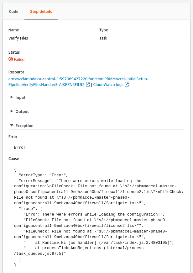 State Machine Lambda Failure