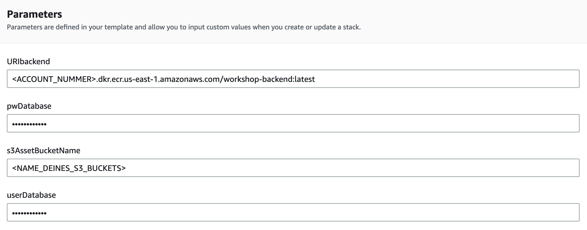 Parameter für CloudFormation