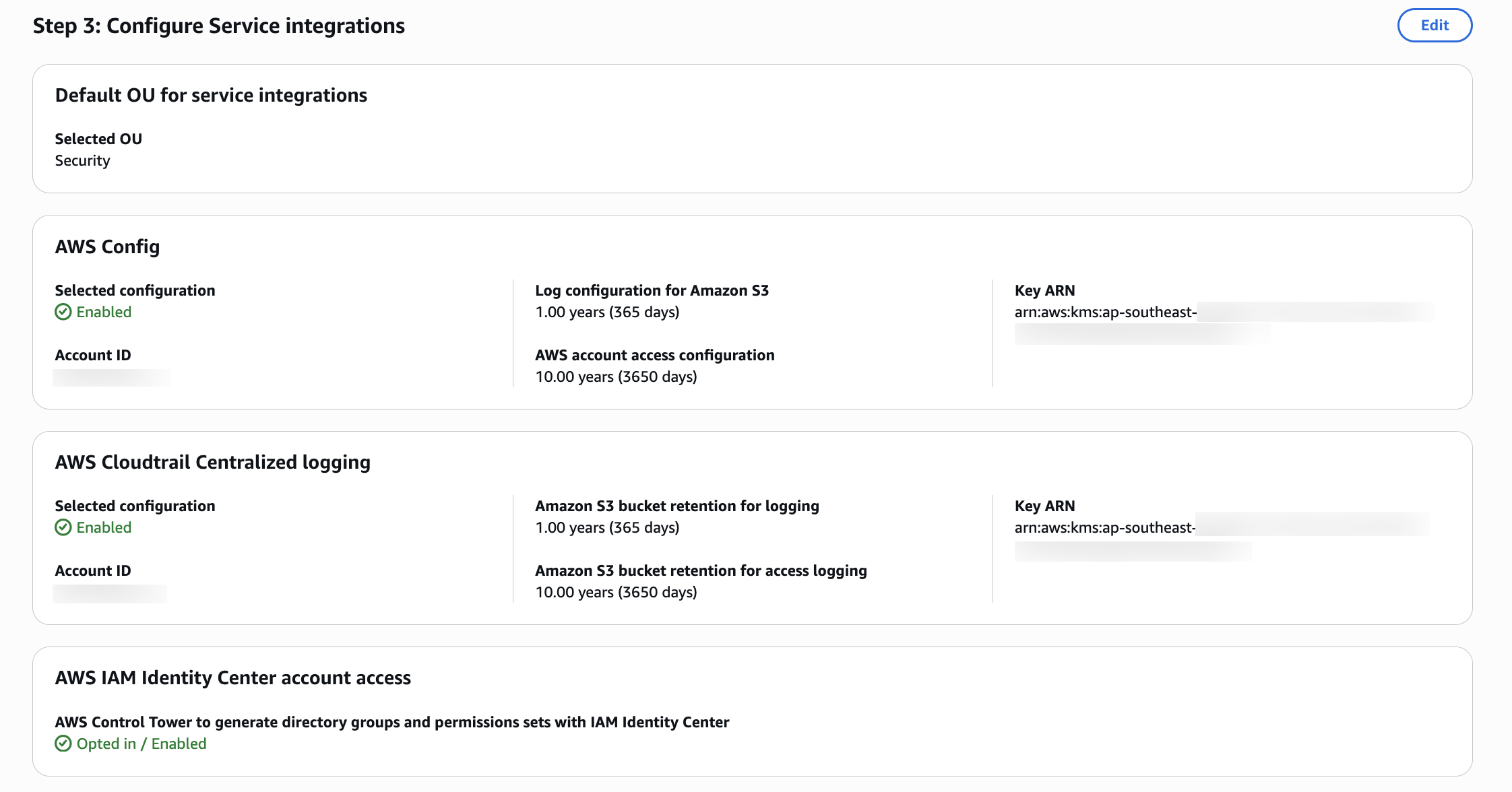 Review Integration settings