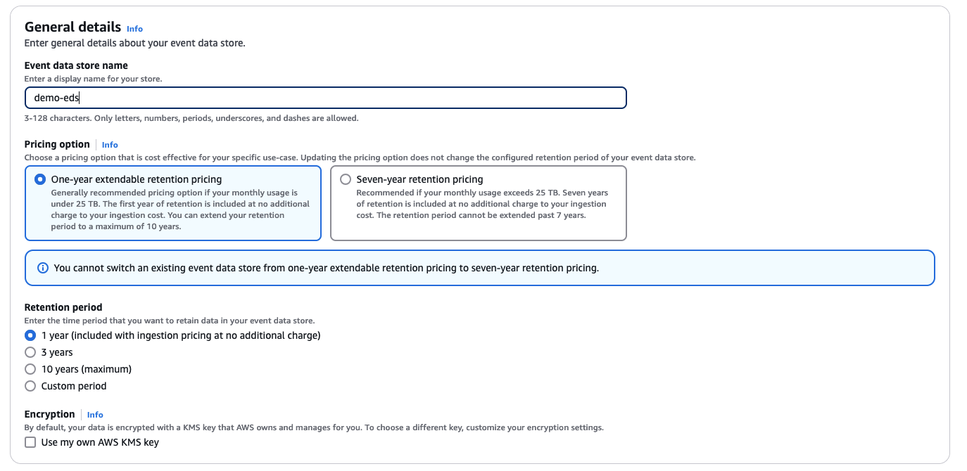 CloudTrail Lake Pricing Option