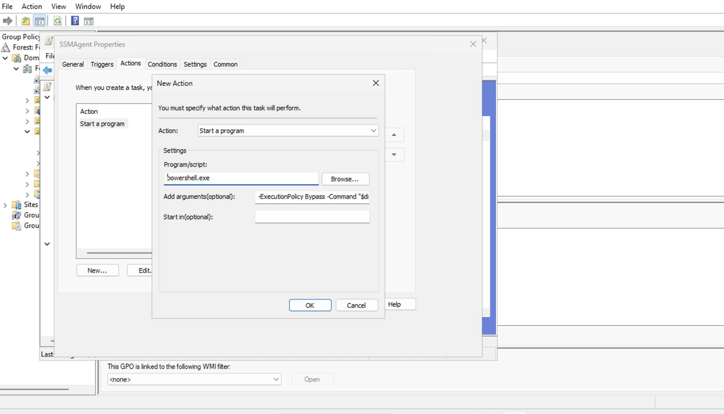 Task Manager screenshot for adding a new action