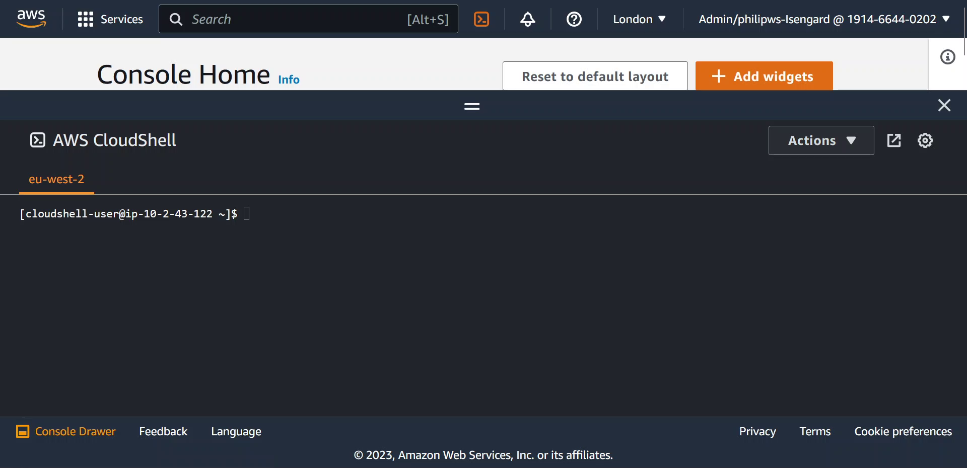 CloudShell in the AWS Console