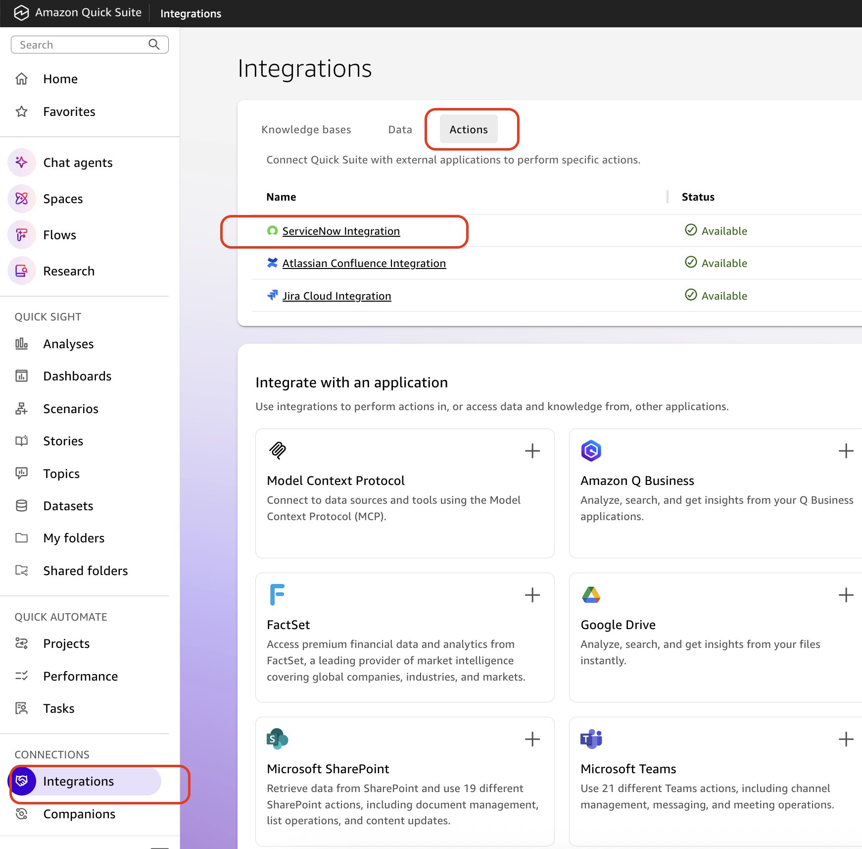 ServiceNow Integration sign in