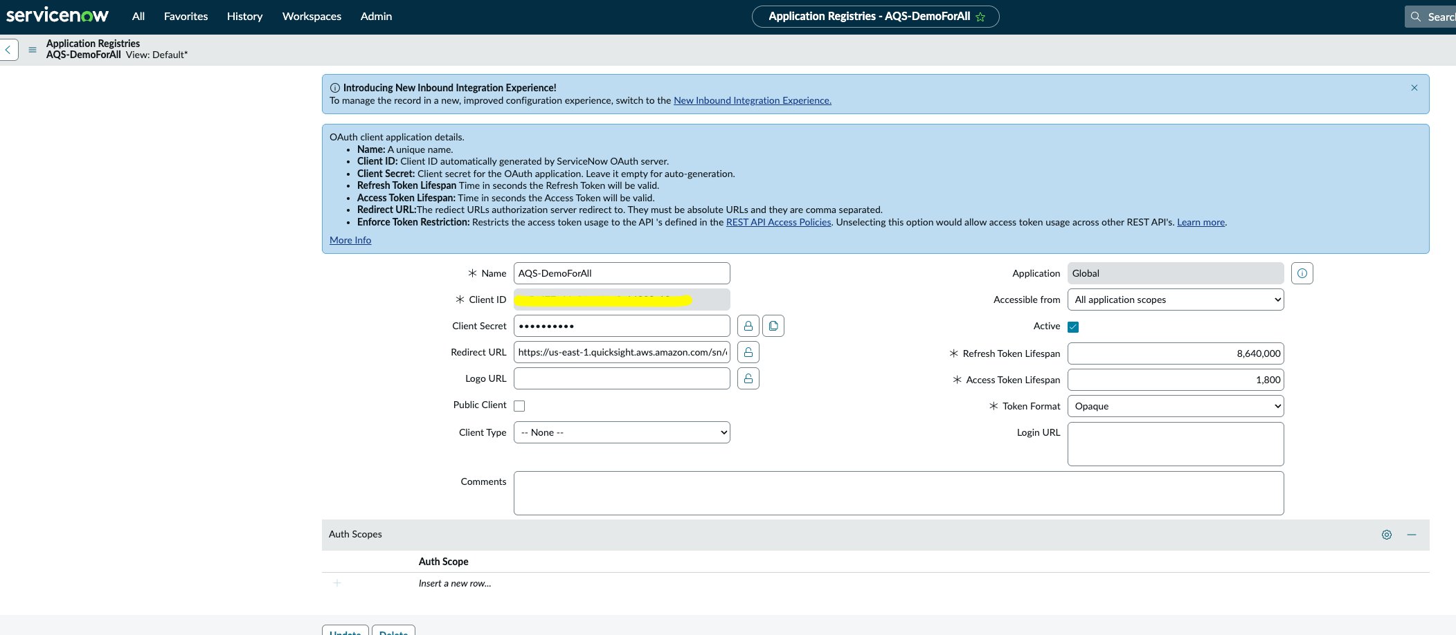 Redirect URL configuration