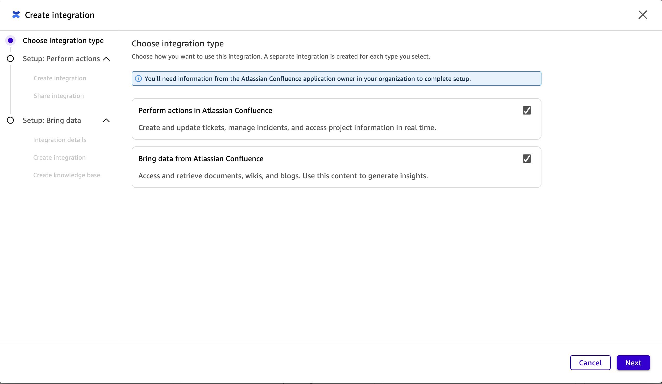 Integration type selection