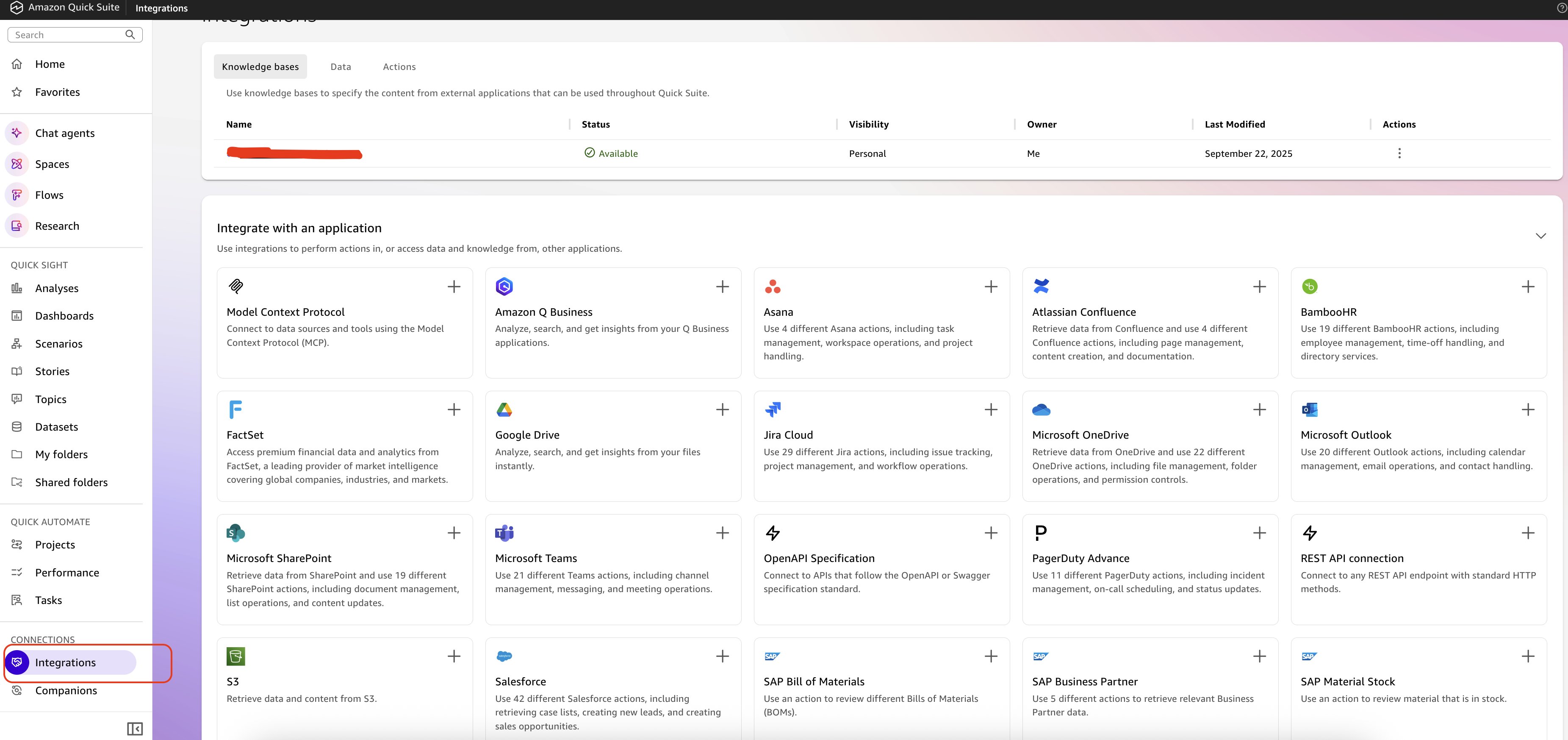 Quick Suite Integration