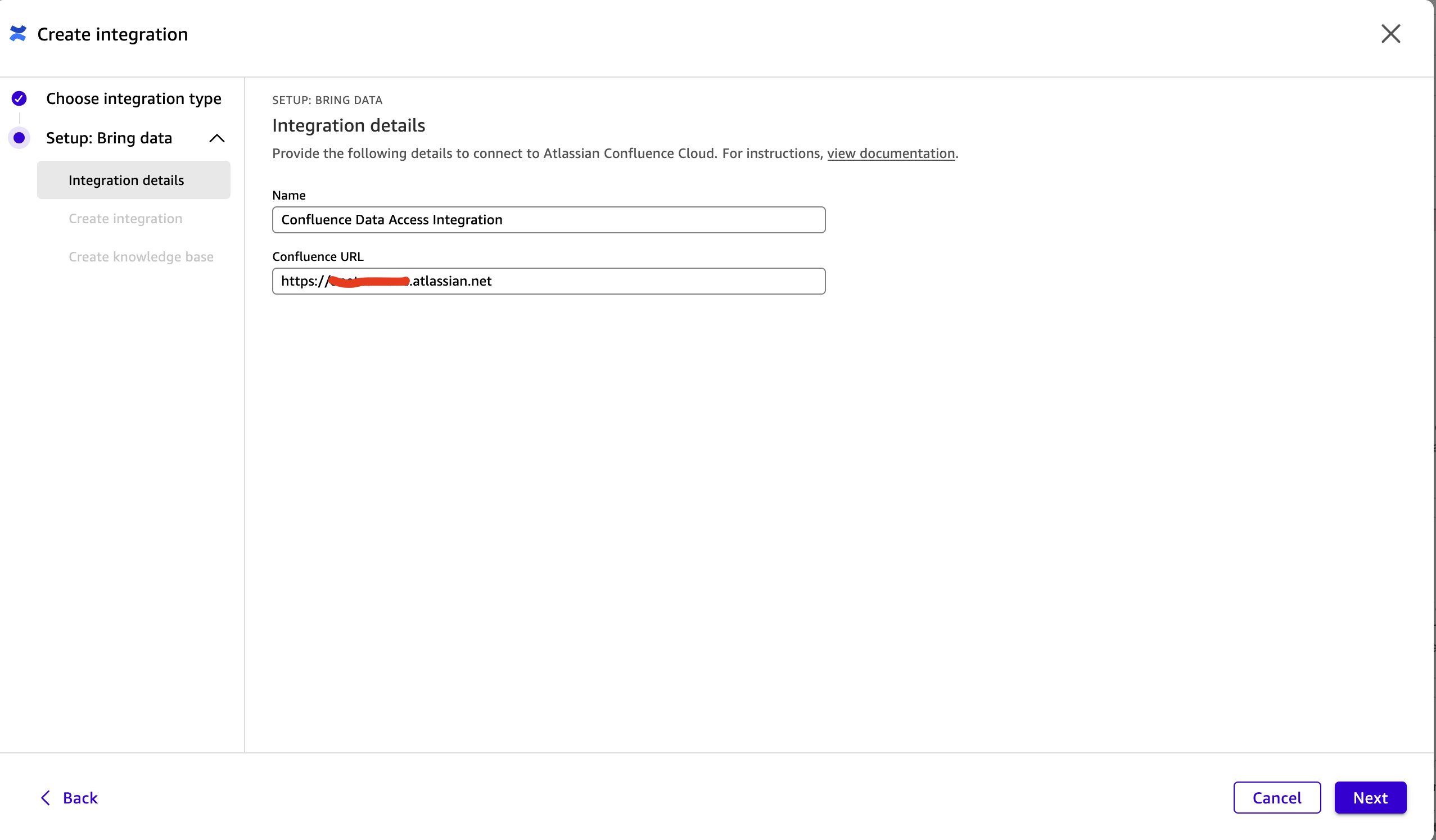 Enter Confluence URL