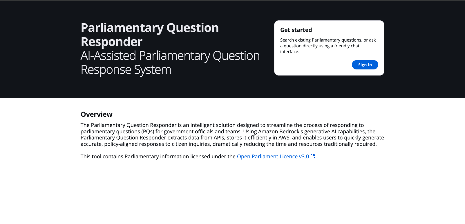 Application Sign on Page